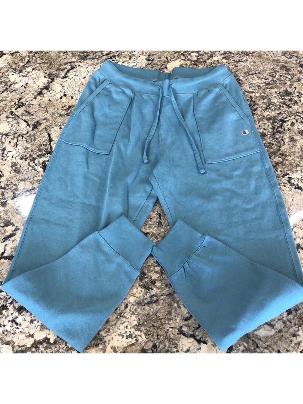 Size Large Champion Womens Sweat Pants Tapered Leg Elastic Ankle Blue Green PK